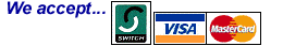 We accept Mastercard, Visa and Switch